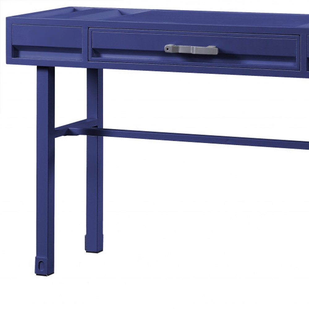 47" Blue Iron And Wood Vanity Table HomeRoots