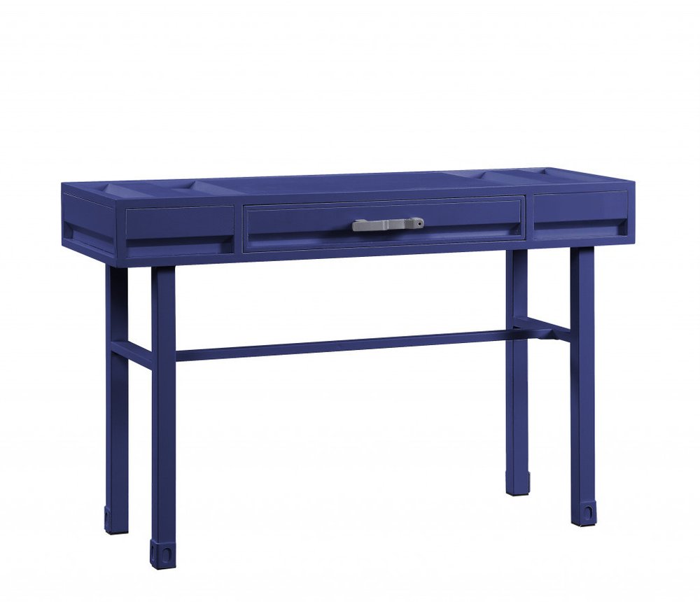 47" Blue Iron And Wood Vanity Table HomeRoots