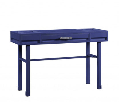 47" Blue Iron And Wood Vanity Table HomeRoots