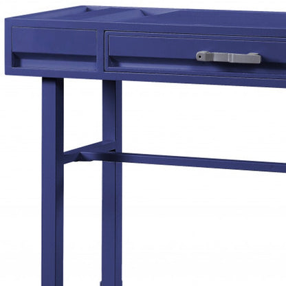 47" Blue Iron And Wood Vanity Table HomeRoots