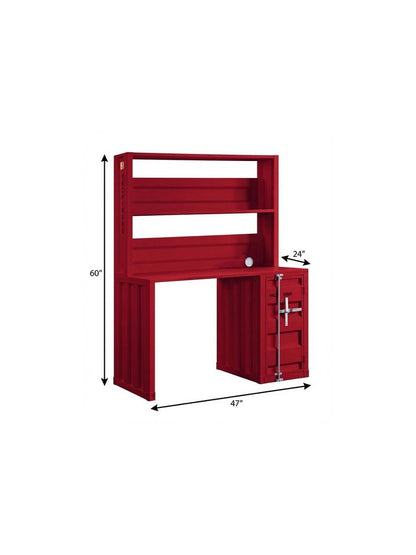 47" Red Iron Writing Desk