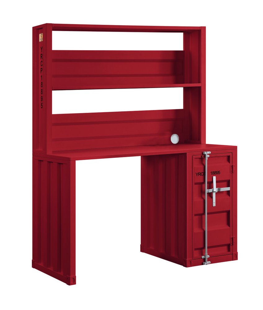 47" Red Iron Writing Desk — view 1