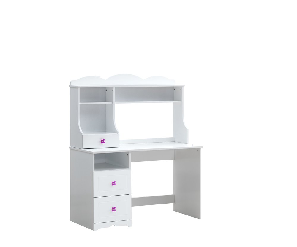 47" White Wood Writing Desk With Two Drawers HomeRoots