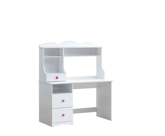 47" White Wood Writing Desk With Two Drawers HomeRoots
