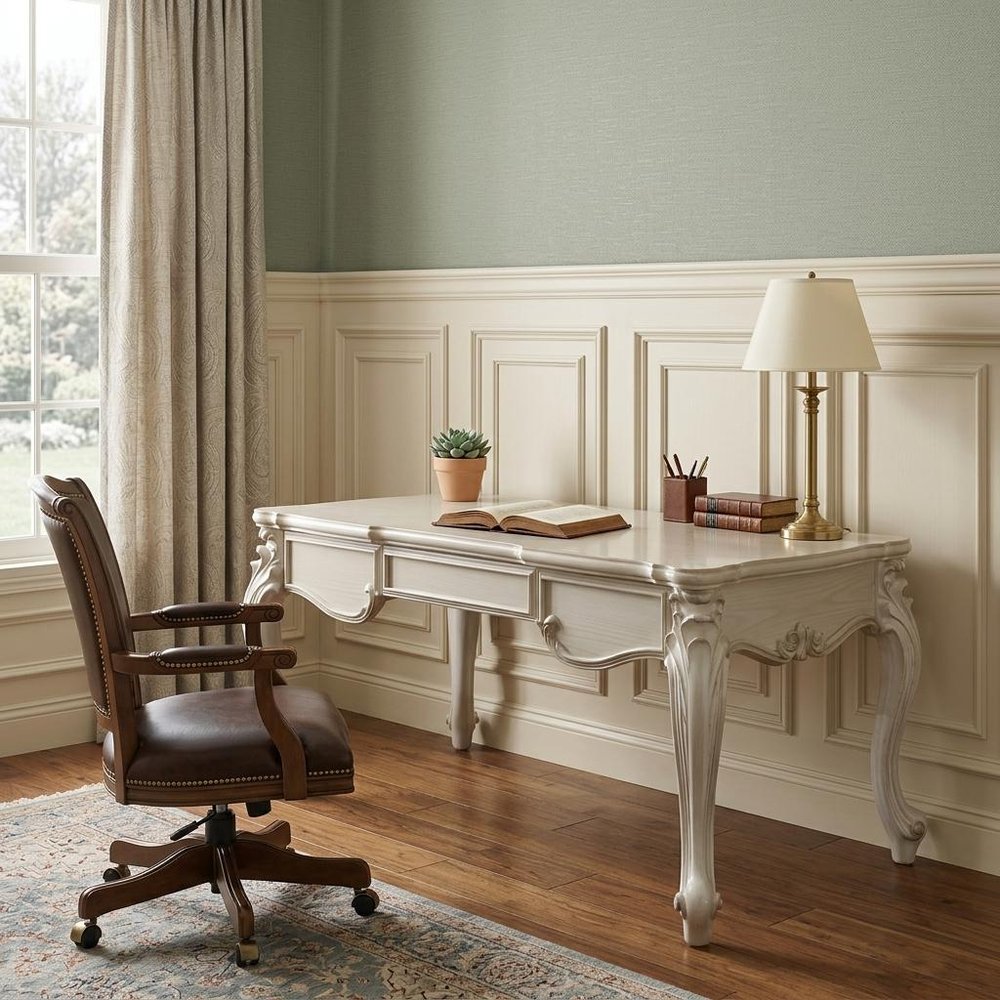 72" White Wood Executive Desk With Three Drawers HomeRoots