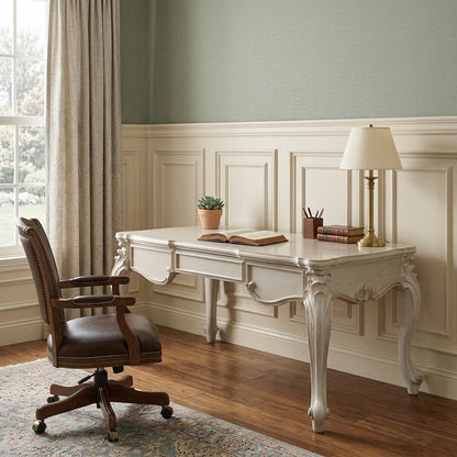72" White Wood Executive Desk With Three Drawers HomeRoots