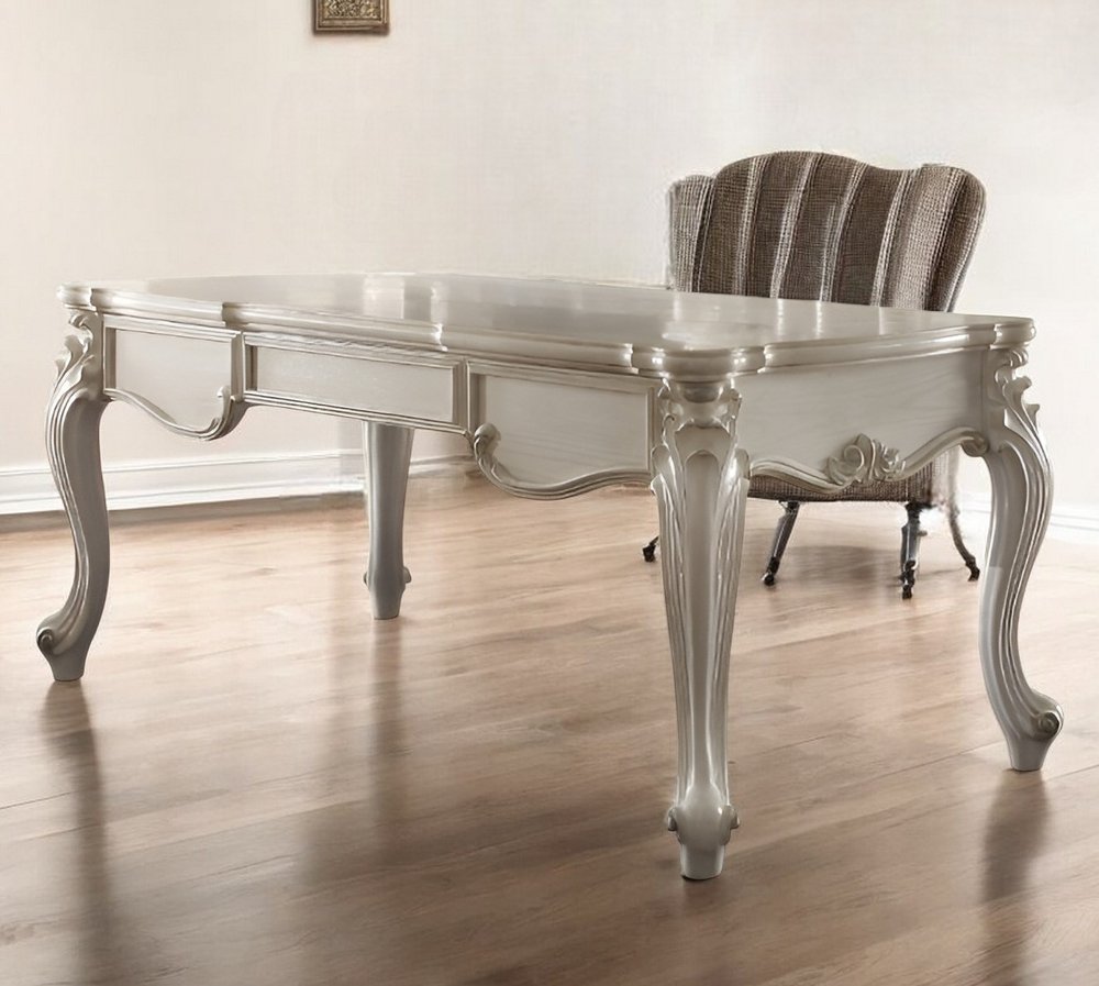 72" White Wood Executive Desk With Three Drawers HomeRoots