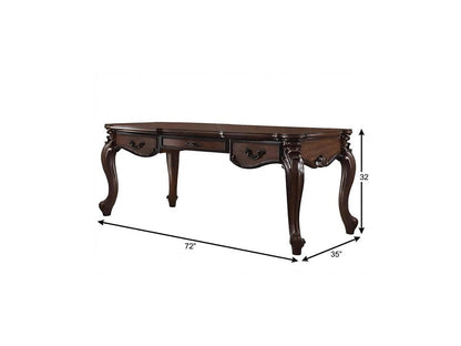 72" Dark Brown Wood Executive Desk With Three Drawers HomeRoots