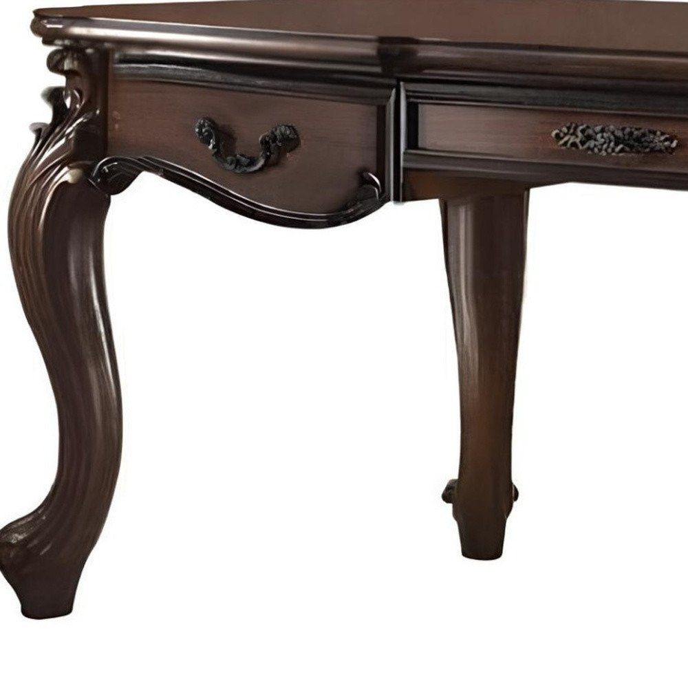 72" Dark Brown Wood Executive Desk With Three Drawers HomeRoots