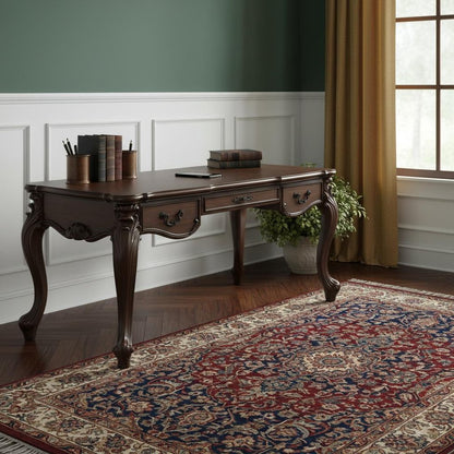 72" Dark Brown Wood Executive Desk With Three Drawers HomeRoots
