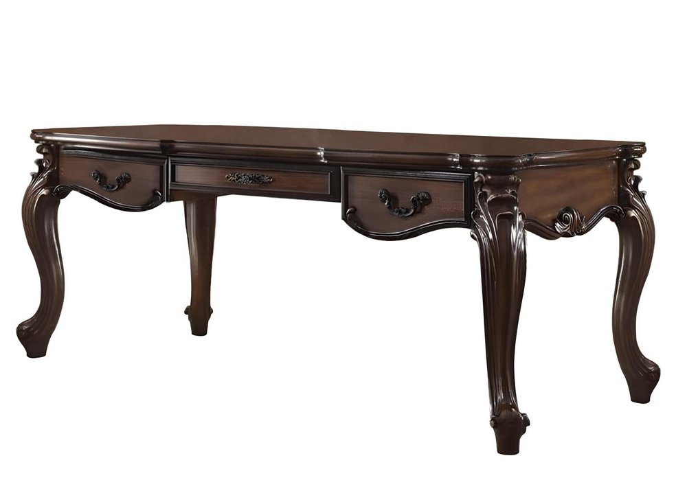 72" Dark Brown Wood Executive Desk With Three Drawers HomeRoots