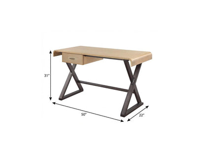 50" Gold and Black Aluminum Writing Desk HomeRoots