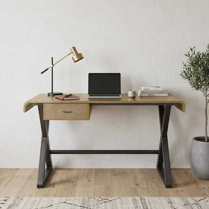 50" Gold and Black Aluminum Writing Desk HomeRoots