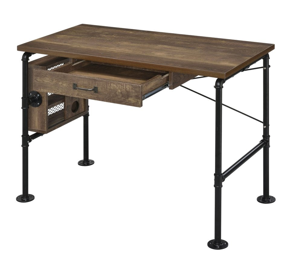 39" Brown and Black Writing Desk HomeRoots