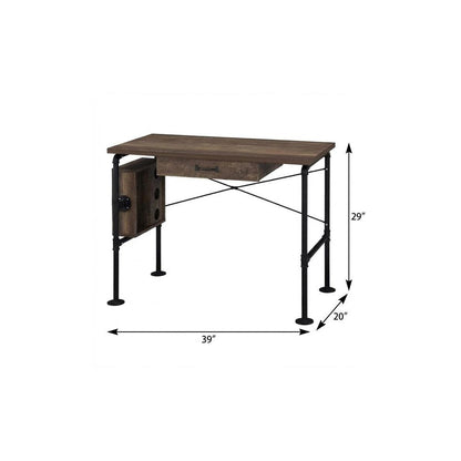39" Brown and Black Writing Desk HomeRoots