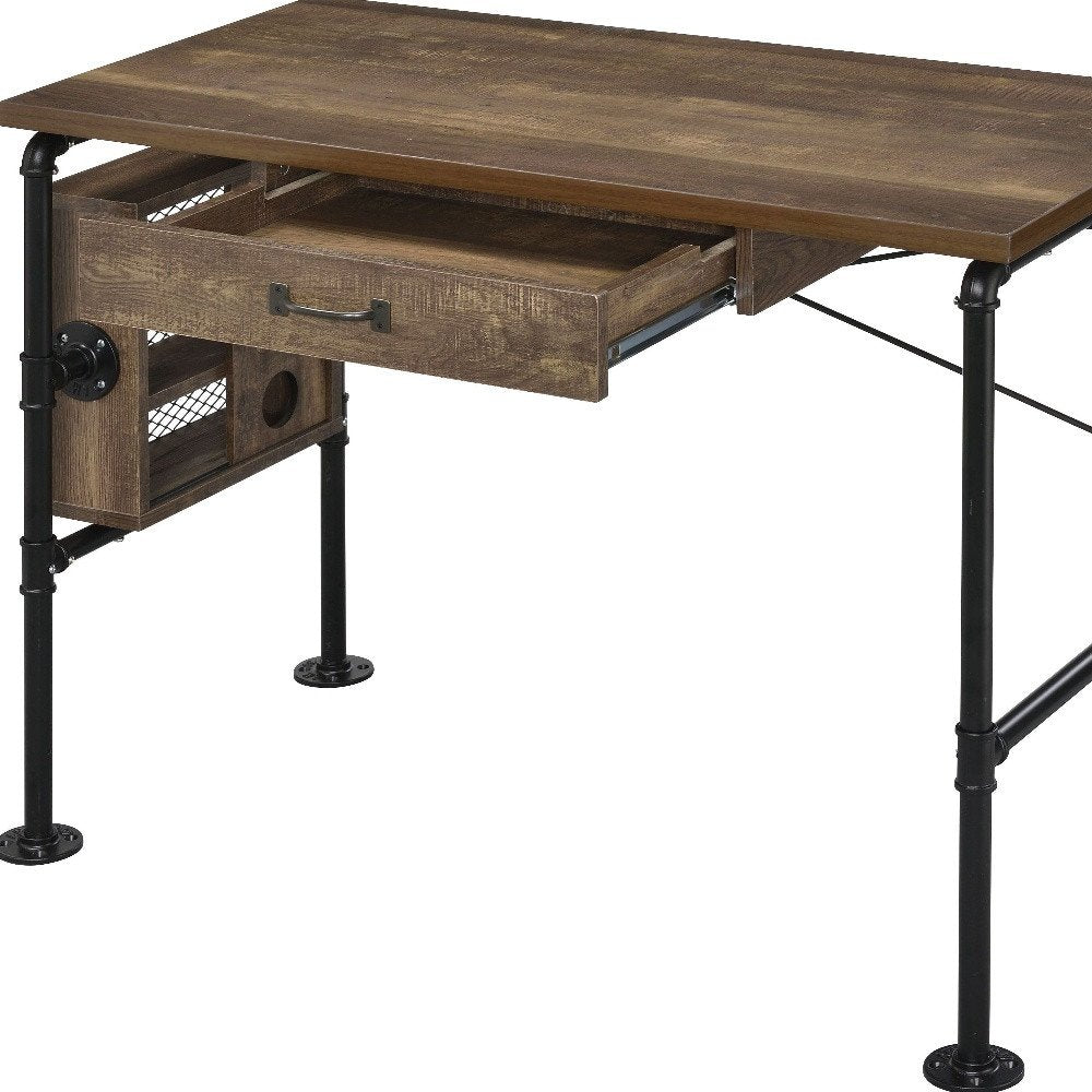 39" Brown and Black Writing Desk HomeRoots