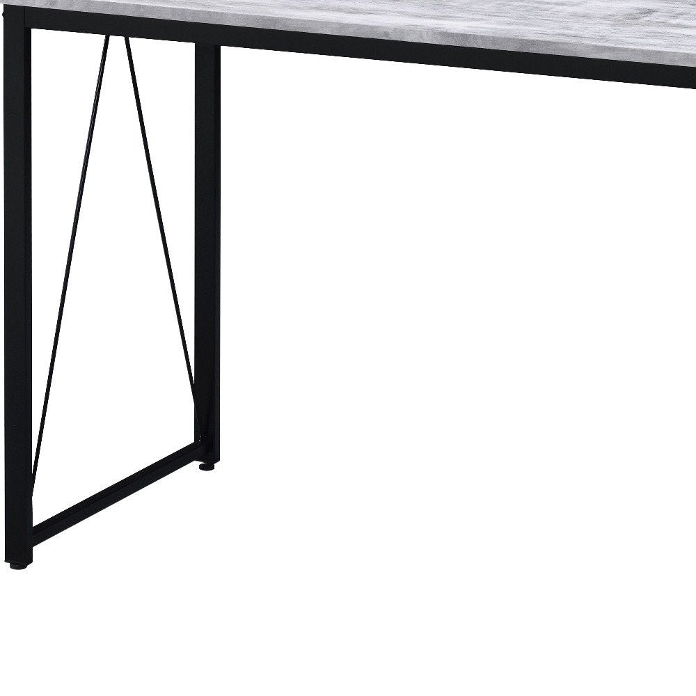 35" Antiqued White and Black Writing Desk HomeRoots