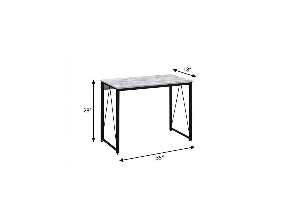 35" Antiqued White and Black Writing Desk HomeRoots
