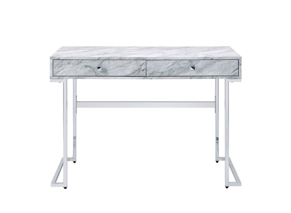 42" White Writing Desk With Two Drawers HomeRoots