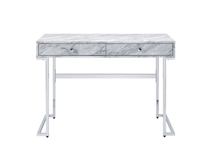 42" White Writing Desk With Two Drawers HomeRoots