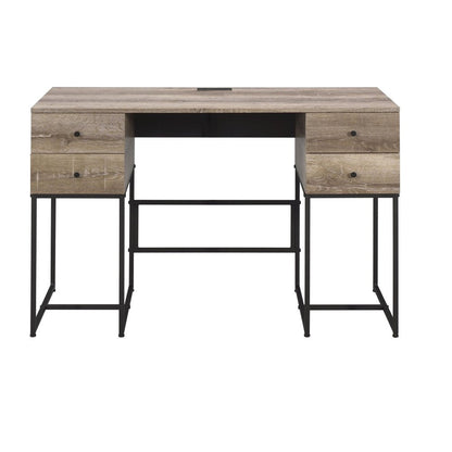 47" Brown and Black Writing Desk With Four Drawers HomeRoots