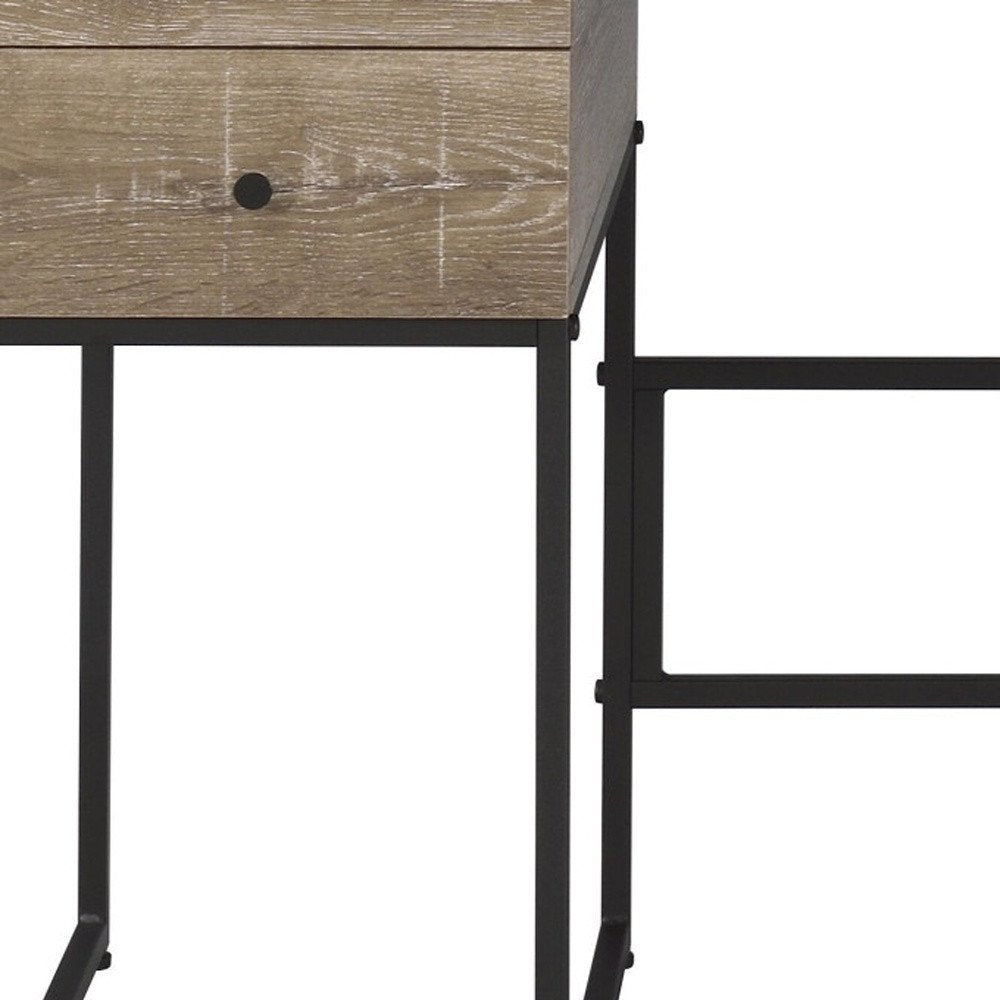 47" Brown and Black Writing Desk With Four Drawers HomeRoots