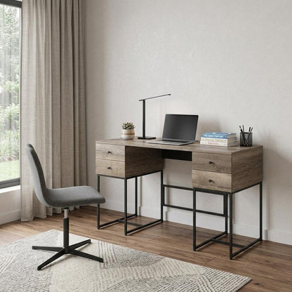 47" Brown and Black Writing Desk With Four Drawers HomeRoots