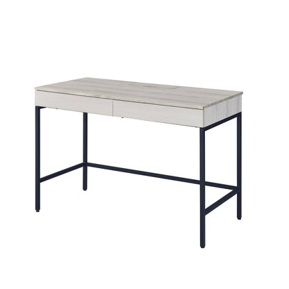 42" Natural and Black Writing Desk With Two Drawers HomeRoots