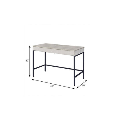 42" Natural and Black Writing Desk With Two Drawers HomeRoots