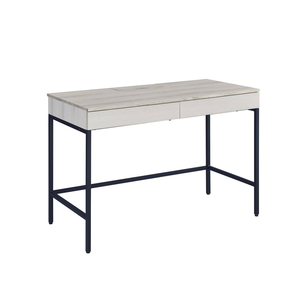 42" Natural and Black Writing Desk With Two Drawers HomeRoots