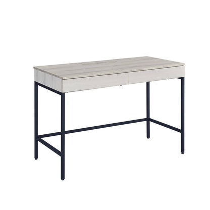 42" Natural and Black Writing Desk With Two Drawers HomeRoots
