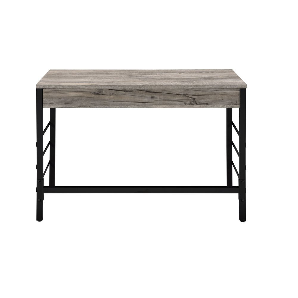 42" Brown and Black Writing Desk With Two Drawers HomeRoots
