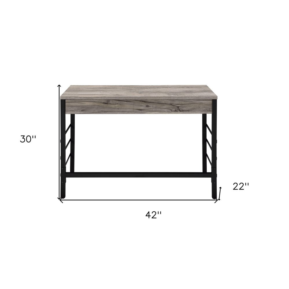 42" Brown and Black Writing Desk With Two Drawers HomeRoots