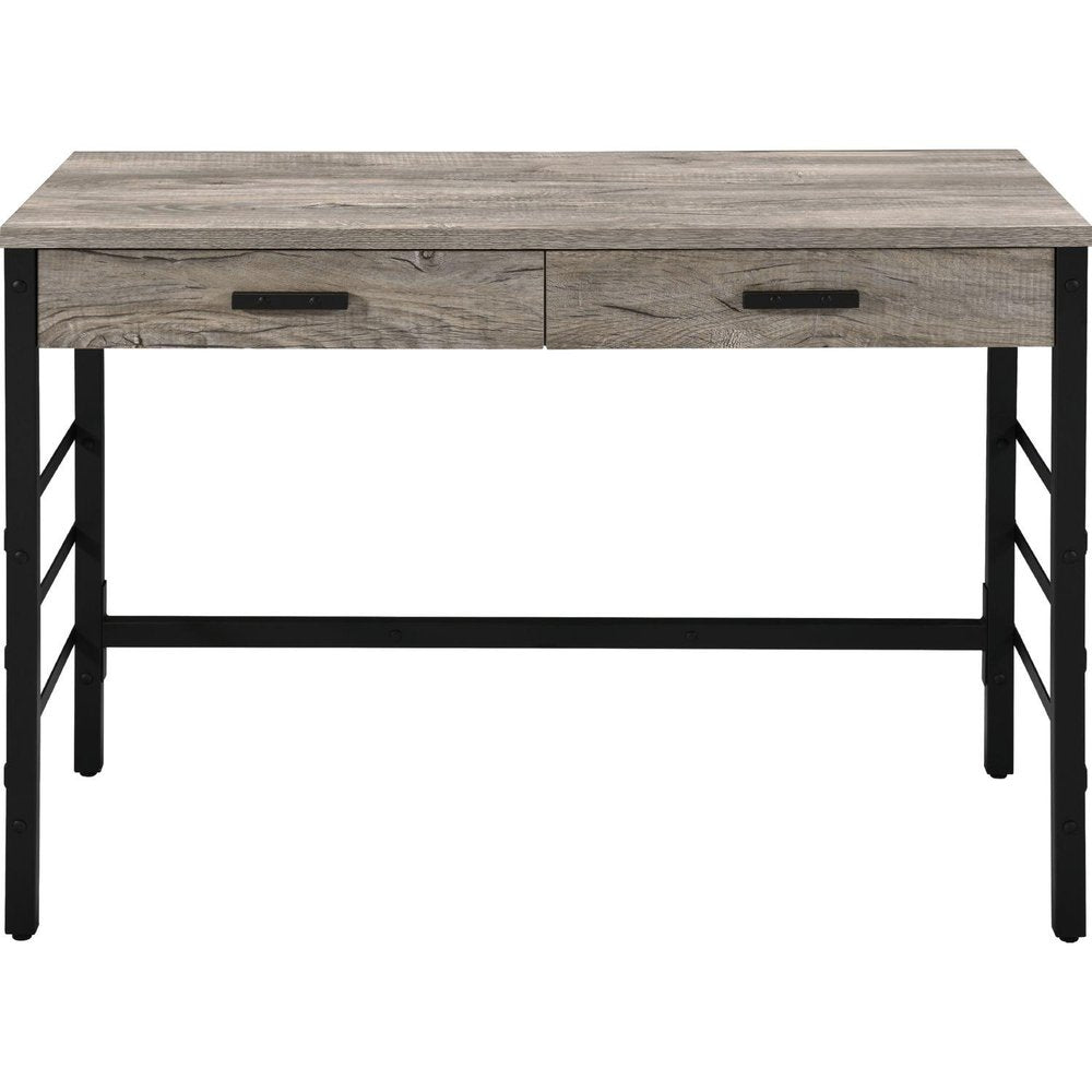 42" Brown and Black Writing Desk With Two Drawers HomeRoots