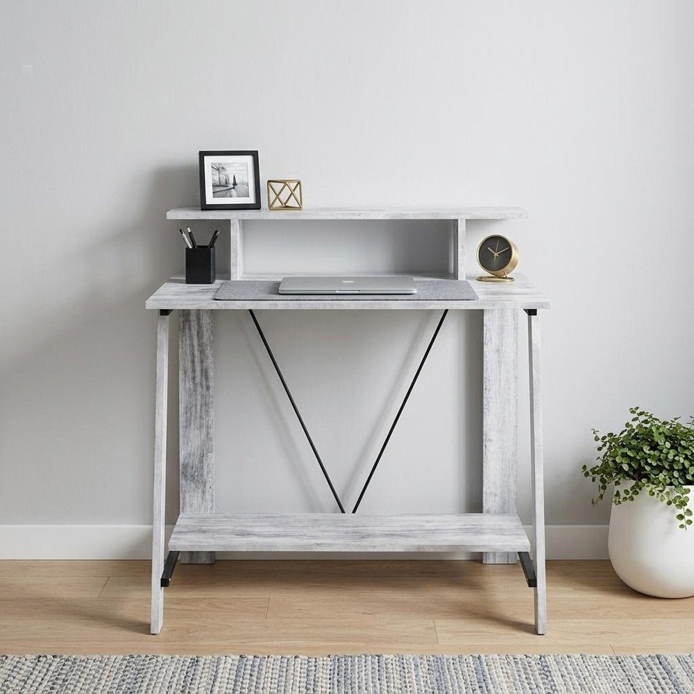 32" Antiqued White Writing Desk HomeRoots