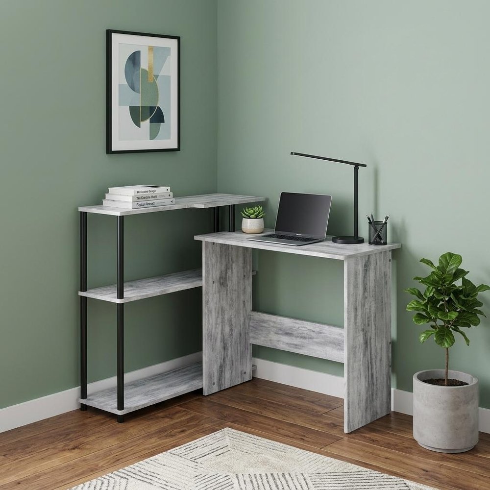 39" Antiqued White L Shape Writing Desk HomeRoots