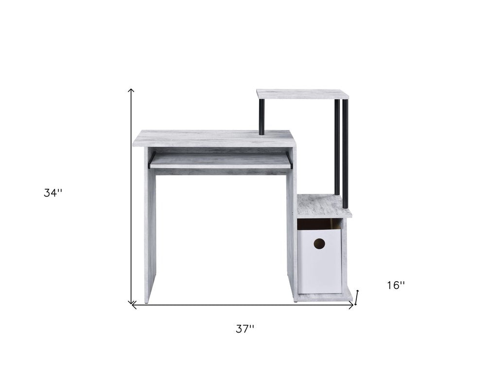 37" Antiqued White Computer Desk HomeRoots