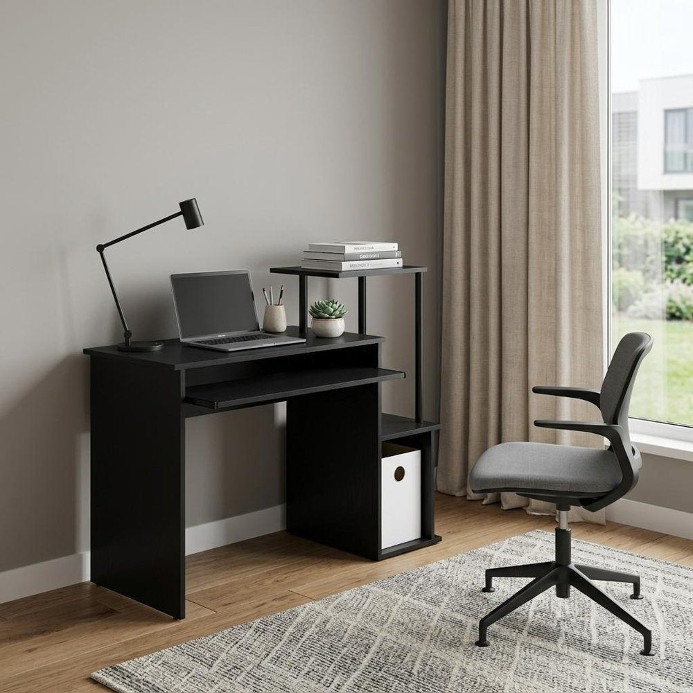 37" Black Computer Desk HomeRoots