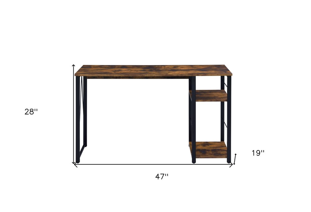 47" Brown and Black Writing Desk HomeRoots