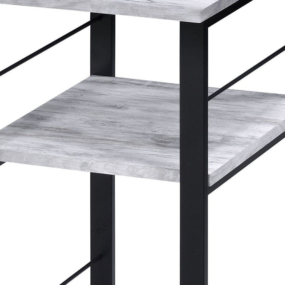 47" Antiqued White and Black Writing Desk HomeRoots