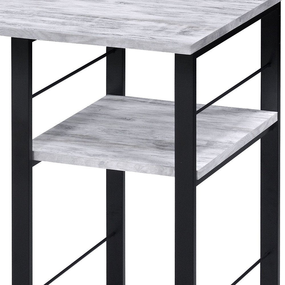 47" Antiqued White and Black Writing Desk HomeRoots