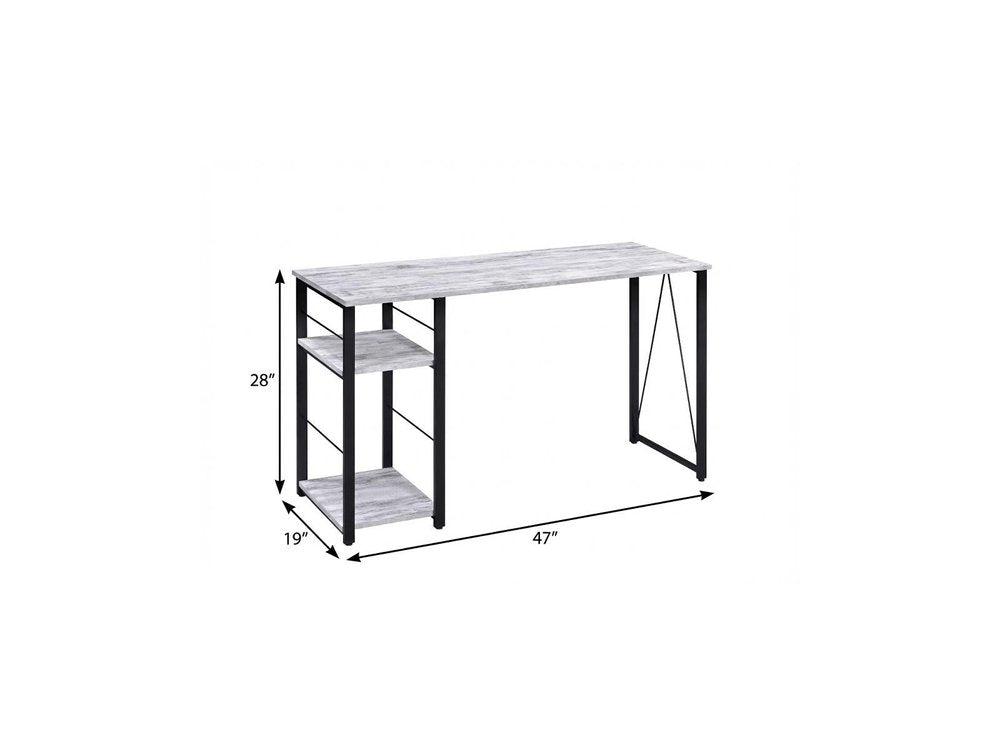 47" Antiqued White and Black Writing Desk HomeRoots