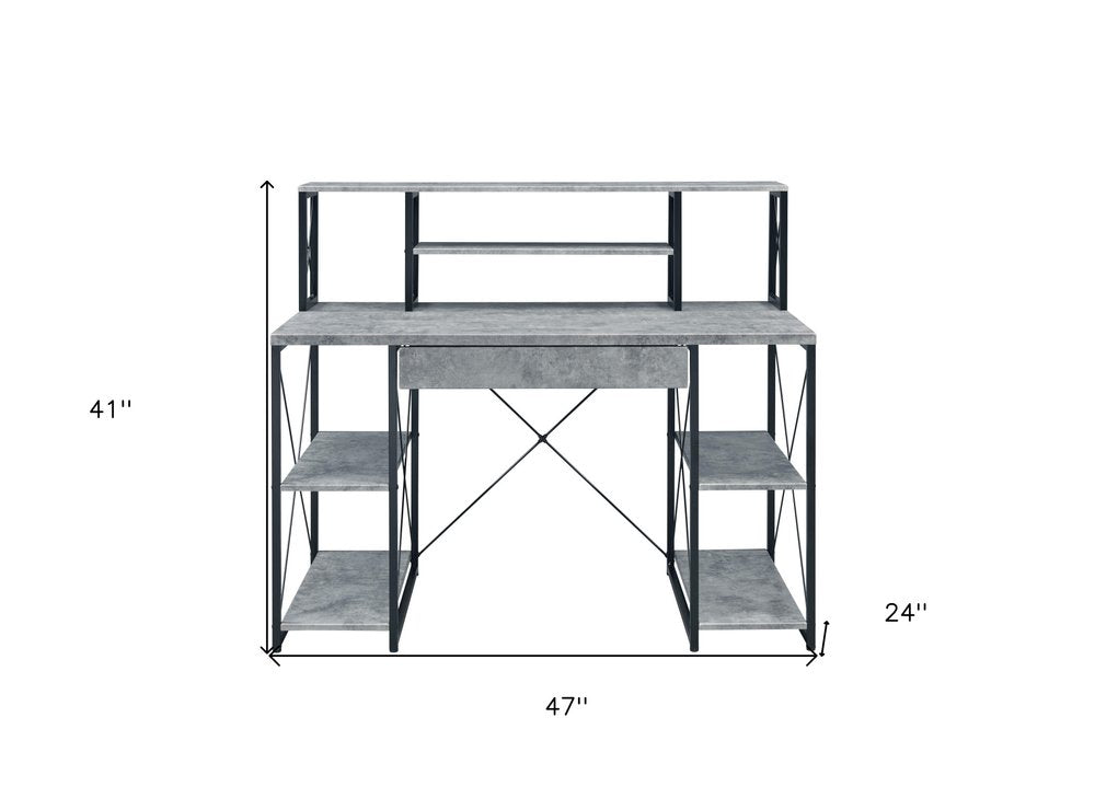 47" Gray and Black Computer Desk HomeRoots