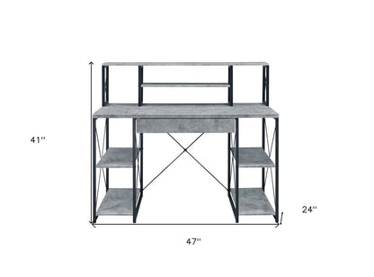 47" Gray and Black Computer Desk HomeRoots