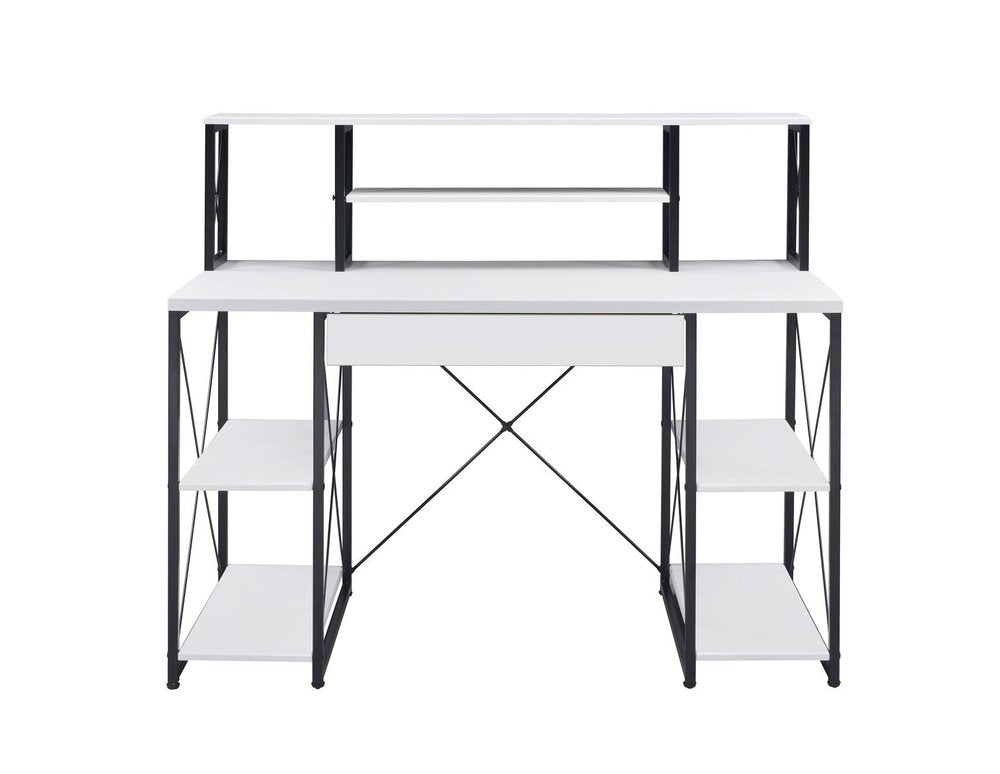 47" White and Black Computer Desk — view 1