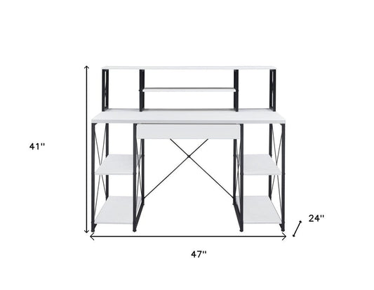 47" White and Black Computer Desk HomeRoots