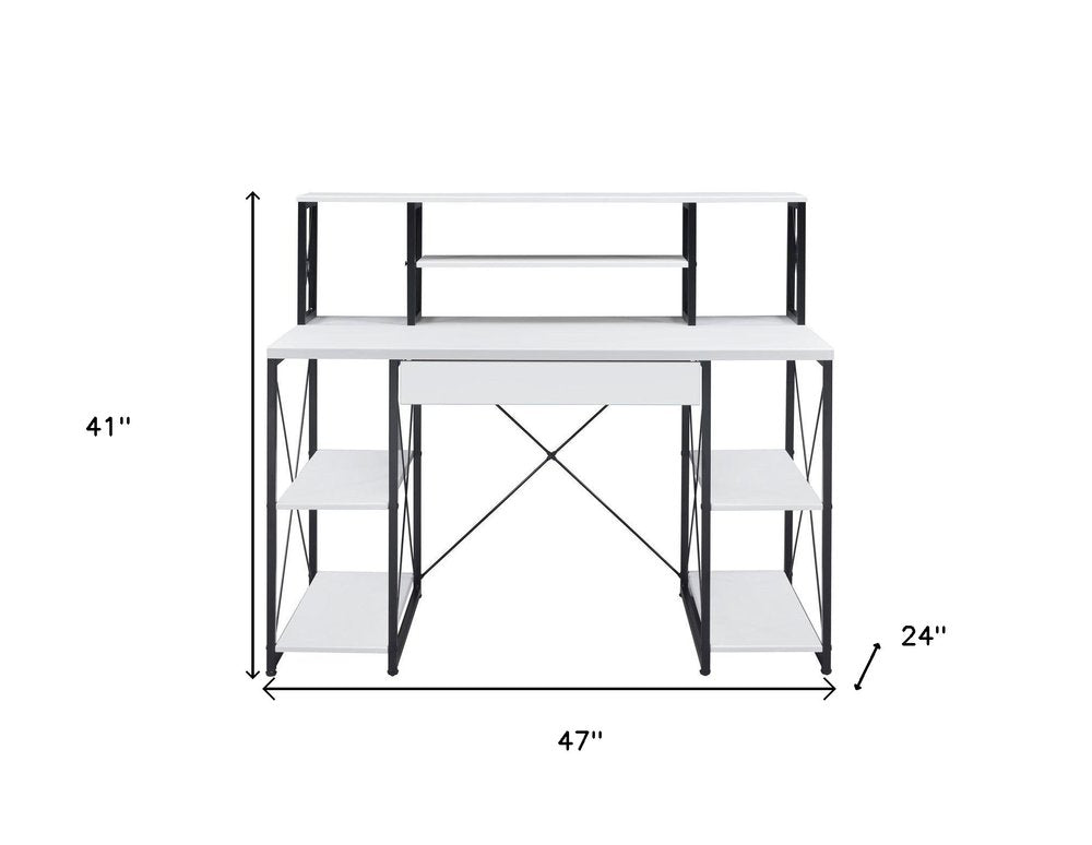 47" White and Black Computer Desk HomeRoots