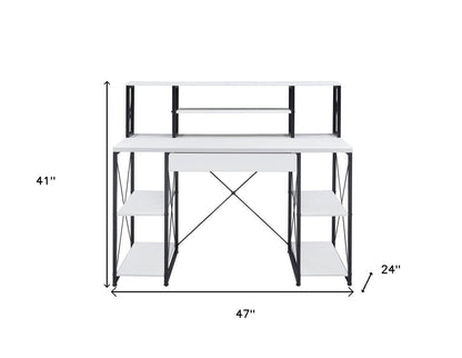 47" White and Black Computer Desk HomeRoots