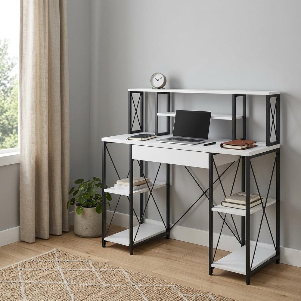 47" White and Black Computer Desk HomeRoots