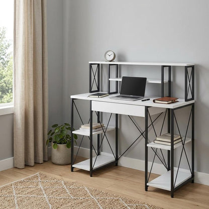 47" White and Black Computer Desk HomeRoots